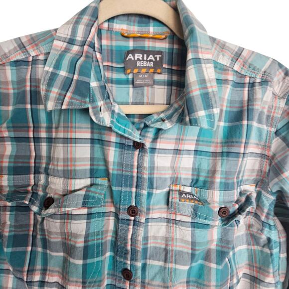 Ariat Rebar Work Shirt Women M Plaid Casual Workwear Outdoor Stretch Durable - Picture 2 of 8